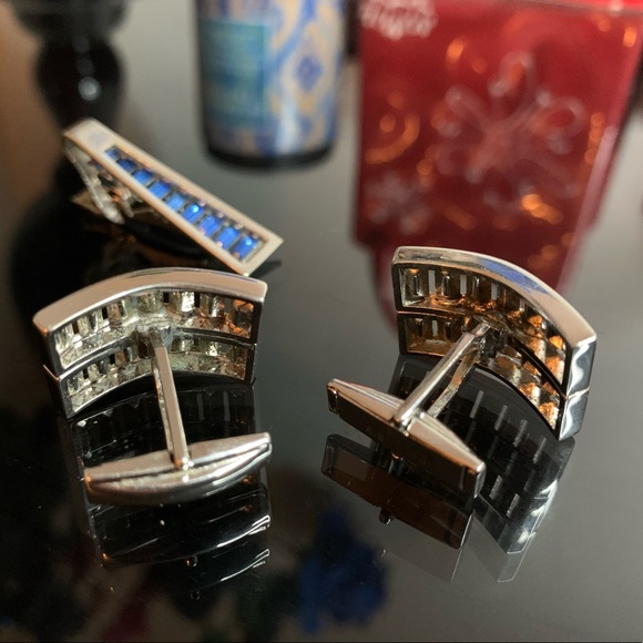 Blue crystals cuff links and tie pin💎💙 - Picture 4 of 11